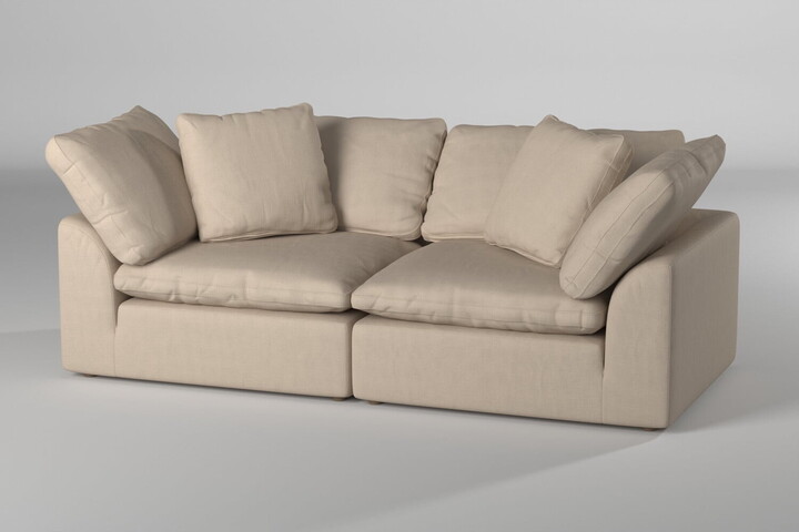 Sunset Trading Puff 2-Piece Fabric Slipcover Modular Sectional Sofa in Tan