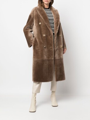 Blancha Double-Breasted Reversible Shearling Coat