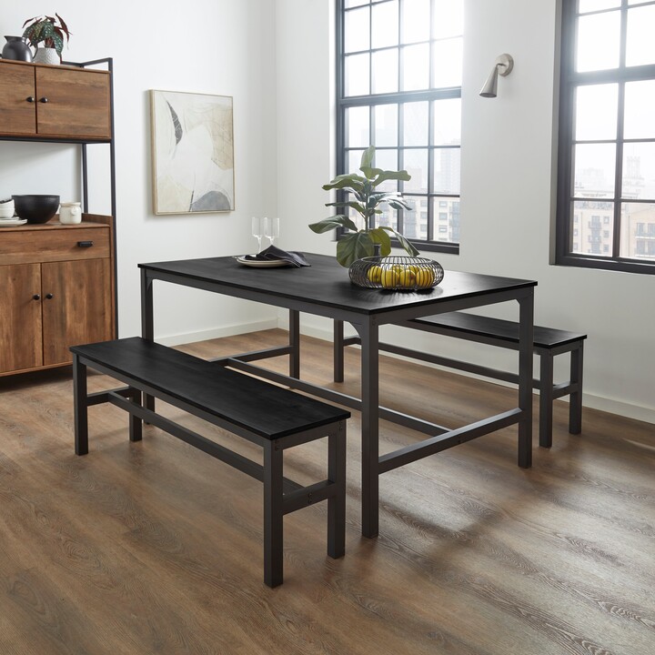 Dunelm Fulton Rectangular Dining Table with 2 Benches Black ShopStyle