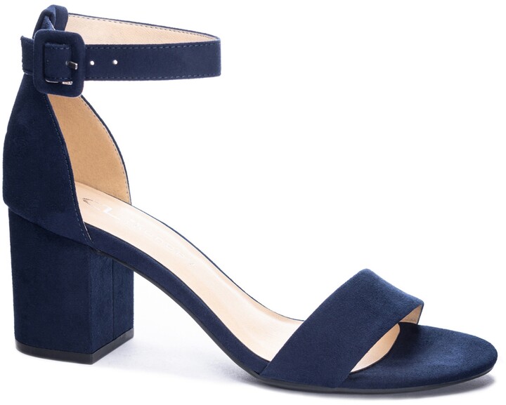 navy blue low heel sandals