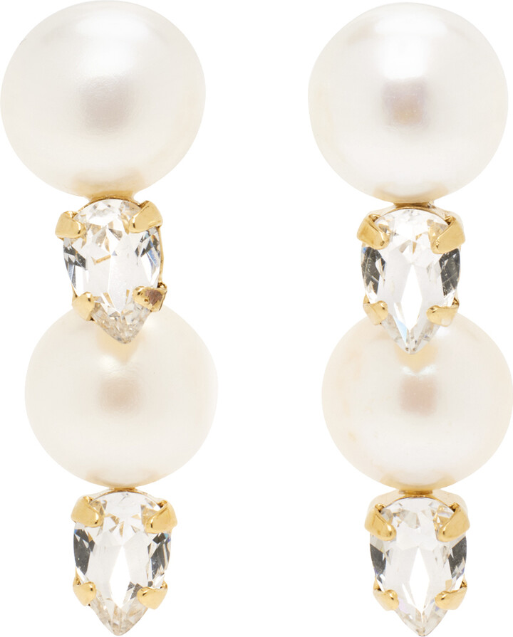 Simone Rocha Gold Pearl Crystal Dagger Earrings