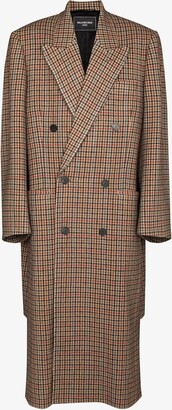 Balenciaga Boxy Double-Breasted Houndstooth Coat - ShopStyle