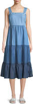 Thumbnail for your product : philosophy Tiered Colorblock Chambray Midi Dress