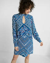 Thumbnail for your product : Express Geometric Floral Print Teardrop Cut-Out Shift Dress