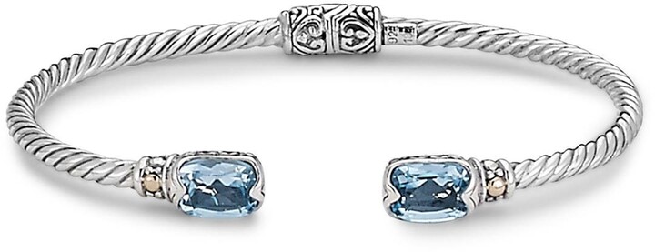 18K Gold über 925er Silber 4,5 ct Blue Topas & Diamant Akcent Infinity Bracele