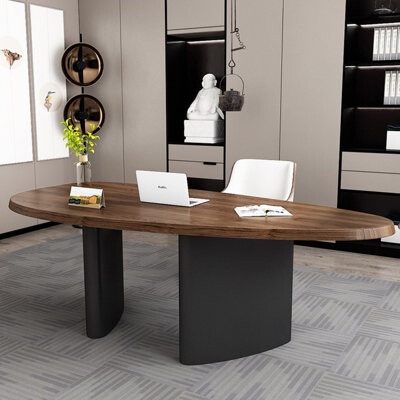 Furnire Lewi Light walnut Rectangular Solid Wood desks