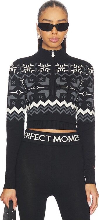 Perfect Moment Nordic Merino Wool Half-zip Sweater