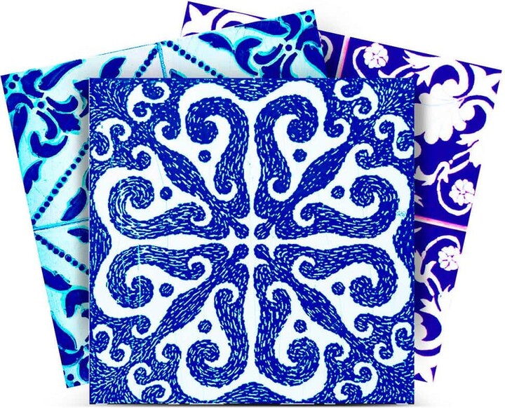 MI ALMA Blue, White V25 8 in. x 8 in. Vinyl Peel and Stick Tile (24 Tiles, 10.67 sq. ft./pack)
