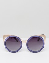 Thumbnail for your product : Jeepers Peepers Blue Frame Sunglasses With Gold Hardware