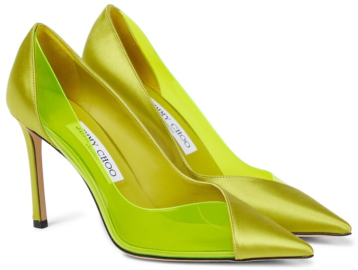 Jimmy Choo Cass 95 satin and PVC pumps - ShopStyle