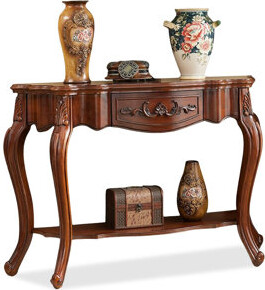 Canora Grey Walnut Solid + Manufactured Wood Free form Console Table