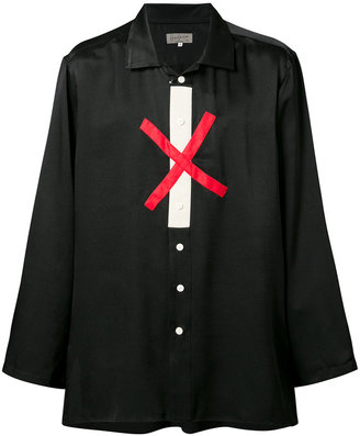 Yohji Yamamoto cross print shirt - men - Silk/Cotton - 4