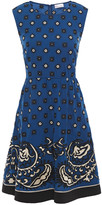 Thumbnail for your product : RED Valentino Flared Embroidered Printed Crepe De Chine Dress