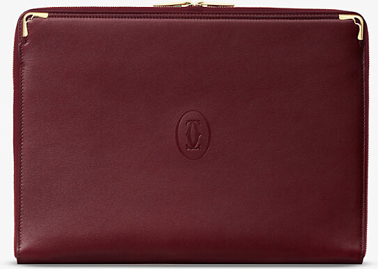 Cartier Mens Burgendy Must De Leather Portfolio Bag