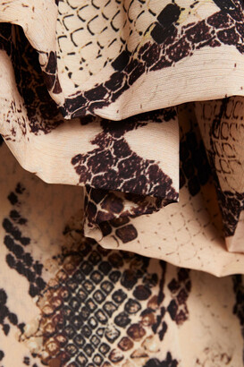 SOLACE London Heppy One-shoulder Snake-print Crepe De Chine Midi Dress