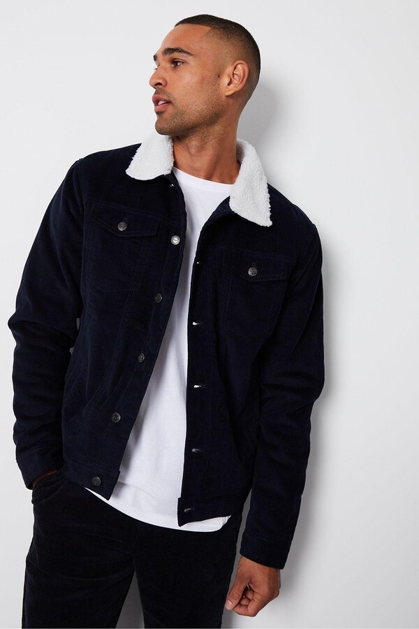 Borg Collar Navy Borg Coat Buy Navy Blue Borg Collar Quilted