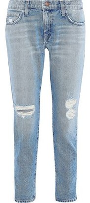 Current/Elliott Distressed Mid-Rise Skinny Jeans