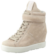 Thumbnail for your product : Prada Suede Hi-Top Wedge Sneaker, Pomice