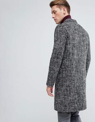 New Look Wool Overcoat In Fleck Black