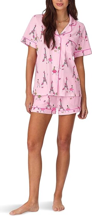 (取寄) ベッドヘッドパジャマズ レディース ショート スリーブ コットン ニット ボクサー パジャマ セット Bedhead PJs women Short Sleeve Cotton Knit Boxer Pajama Set Tres Chic Bedhead Pajamas Bedhead PJs Short Sleeve Cotton Knit Boxer Pajama