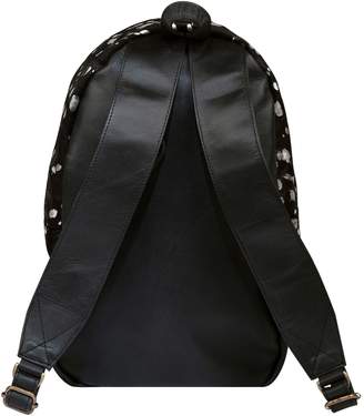 MAHI Leather - Classic Cowhide Leather Backpack Rucksack In Black & Silver