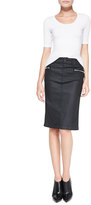 Thumbnail for your product : 7 For All Mankind High-Waist Waxed Pencil Skirt, Black
