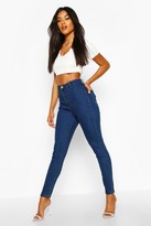 Thumbnail for your product : boohoo Basics High Waist Disco Skinny Jeans