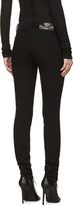 Thumbnail for your product : Versace Black & Gold Leather-Trimmed Jeans