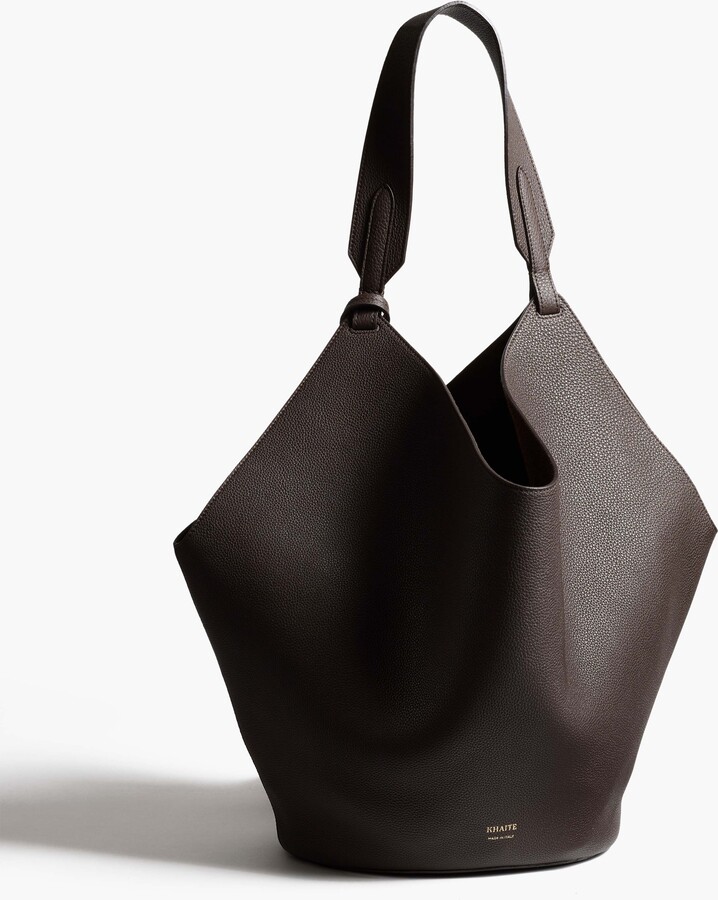KHAITE Medium Lotus Tote in Espresso Pebbled Leather