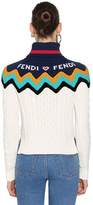 Thumbnail for your product : Fendi Logo Wool & Cashmere Cable Knit Sweater