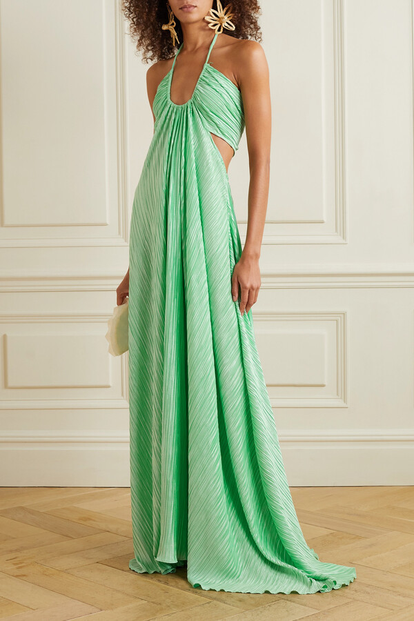 Love in Your Life Emerald Green Satin Halter Maxi Dress