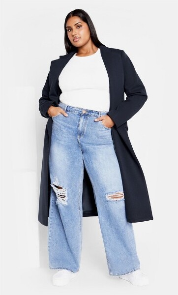 City Chic CITYCHIC|Women'sPlusSizeMiaCoat-navy-16W