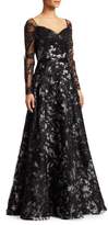 Thumbnail for your product : Rene Ruiz Collection Embroidered Long Sleeve Gown