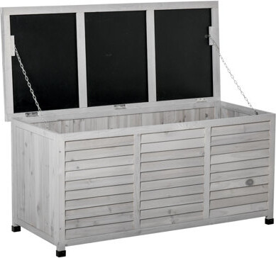 Lvchenman Outsunny 75 Gallon Wooden Deck Box