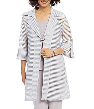 IC Collection Striped Sheer 3/4 Sleeve Duster