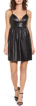 Leith Faux Leather Skater Dress