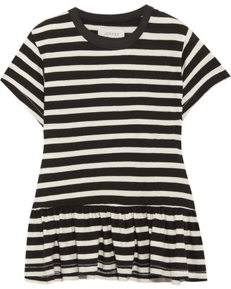 The Great The Ruffle Striped Cotton-jersey T-shirt - Black
