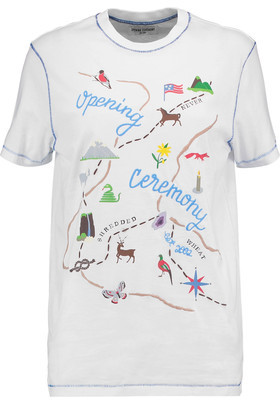 Opening Ceremony Embroidered Printed Cotton-Jersey T-Shirt