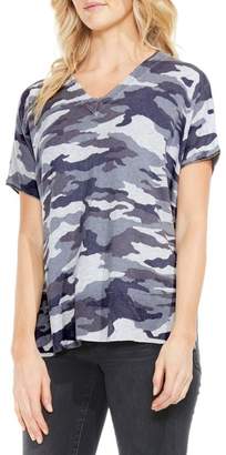 VC Two By Vince Camuto Camo-print Short-sleeve Sweater