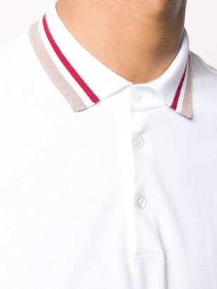 Brunello Cucinelli Striped Collar Polo Shirt