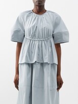 Thumbnail for your product : Jil Sander Pleated Open-back Cotton-poplin Blouse