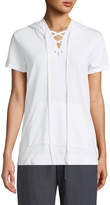 Thumbnail for your product : Allen Allen Short-Sleeve Lace-Up Hoodie