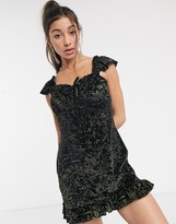 Thumbnail for your product : New Girl Order mini tea dress in velvet & gitter zodiac print