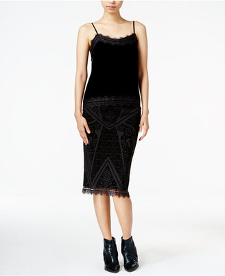 Bar III Lace-Trim Velvet Camisole, Only at Macy's