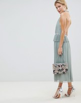 Thumbnail for your product : ASOS Design DESIGN embellished neck tulle midi dress
