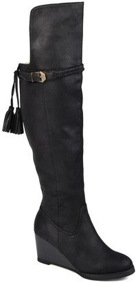 tall black suede wedge boots