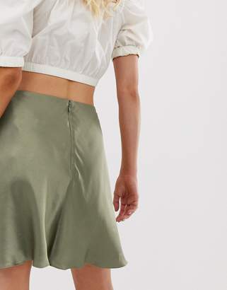 And other stories & satin mini skirt in sage green