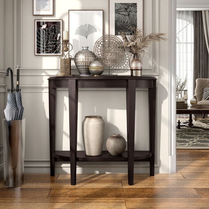 DH BASIC Contemporary Brown Decorative 1-Shelf Half-moon Console Table by  Denhour - ShopStyle
