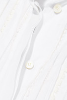 Thumbnail for your product : Burberry Pintucked Macramé Lace-paneled Cotton Shirt - White