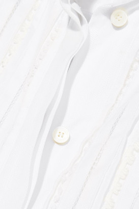 Burberry Pintucked Macramé Lace-paneled Cotton Shirt - White